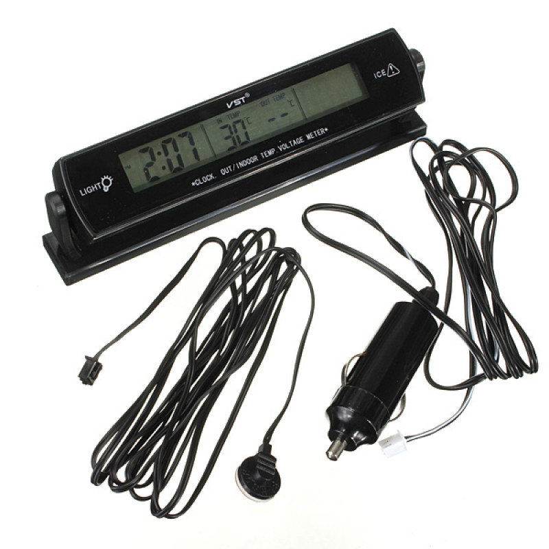 Buy 12V Car Clock Display Voltage Temperature Thermometer Alarm ...