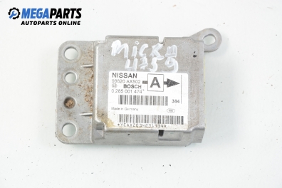 Модул за AIRBAG за Nissan Micra III Hatchback (01.2003 - 06.2010), № Bosch 0 285 001 474